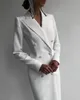 ホワイトダブルブレスト女性ロングジャケットのイブニングドレスレディースプロムゲストフォーマルウェアカスタムマデスペシャル機会ドレス