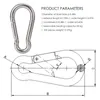 Stainless Steel Spring Clip Hook Carabiner Keychain Outdoor Water Bottle Camp Climbing Snap Lock Buckle Fishing Tool Cycling Caps & Masks