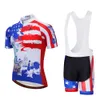 Maglia da ciclismo estiva USA 2024 Set traspirante Team Racing Sport Kit da bicicletta Abbigliamento da bici corto da uomo M28
