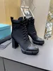 Thick heel lace up short boots women's 2021 new spring and autumn single middle square head Chelsea versatile Martin