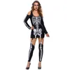 Off-Shoulder Skeleton Kostuum Dames 2021 Stijlvolle Meisje Punk X-Rayed Halloween A89025 Cosplay Womens Kostuums Carnaval Feestjurk