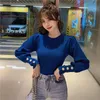 JXMYY Autumn and Winter Products Koreaanse stijl mode slanke lange mouwen pullover brei all-match trui slanke top 210412