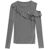 Dziewczyny Tshirt Off Ramię Krótki Rękaw Solid Ladies Tshirts Lato Moda Casual Diamante Trim Koszulki Topy Kobiety T07620B 210421