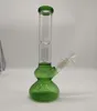 28CM 10Inch Heady Bong Hookah Green Glass with Ashcatcher Slim Bong Water Pipe Smoking Bongs Tobacco Bubbler Smoke Pipes Bongs Bottles