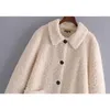 Kadın Kürk Faux Yüksek Kalite Kadınlar 2021 Moda Kalın Sıcak Gevşek Teddy Ceket Vintage Uzun Kollu Cepler Kadın Giyim Şık Palto
