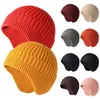 Nieuwe mode warme gebreide hoed met oor flap winter mutsen hoed voor mannen vrouwen schedel caps voor outdoor work sport fietsen Y21111