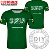 Saudiarabien T Shirt DIY Gratis Anpassad Namn Nummer Sau T-Shirt Nation Flagga SA Arabisk Arabisk Islam Arabisk Land Skriv ut Text Kläder X0602