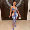 MHCMBBSBS Sexy Bandage Bodycon Jumpsuits Halter Tie-Dye Print Dames Mouwloze Pakken Party Beach Rompertjes 210517