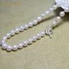 Collier blanc AAAA entier, bijoux en perles rondes naturelles, cadeau pour femmes et filles