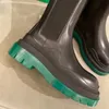 Zwart groene rubberen dikke platform halflaarzen leren schoenen band korte laars lage hak Martin laarsjes zware luxe designermerken voor