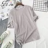 Zomer vrouwen kleding t-shirts harajuku kpop vrouwelijke vintage t-shirt effen korte mouw tops Tees mode casual t-shirts 210430