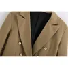 Women Fashion Double Breasted Suit Jacket Vintage Long Sleeve Back Vents Coat Female Chic Outerwear 210520