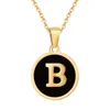 Collier Lettre Initiale Plaqué Or 18K Acier Inoxydable pour Femme, Dainty 26 Alphabet A à Z Pendentif Rond Colliers Adolescente Filles Cadeaux Noir