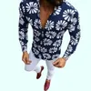 Moda manica lunga retrò abiti floreali Camicie da uomo Camicia a colori stampata casual camicetta