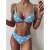 Kvinnors badkläder Kvinnors sexiga låga midja Bikini 2022 Triangel Kvinnlig sträng baddräkt Kvinnor Tryck TIE Dye Two Piece Suit Push Up Bathing