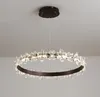 Modern Living Room Led Chandelier Lighting Nordic Dimmable Black Round Crystal Bedroom Kitchen Dining