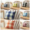 Pillow Case Linne Plain Plaid Striped Pillow Cover Check Mönster Kuddar Omslag Xmas Square Tartan Bil Pillowcases Kuddehölje