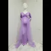 Robes de maternité accessoires de photographie robe longue de grossesse sans épaule pour les femmes enceintes robe Maxi bébé douches séance Photo C3