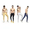Sexy casual Compress Fitness Long Johns Shapewear Men's Stretch Workout Nylon solid Silver Tights Lounge Pants Home and Out Door 210715