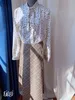 Plus storlek harajuku koreanska grå kvinnor dragkedja hög midja skola flicka pläterad pläd vintage lång kjol 210417