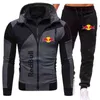 2021 Autumn And Winter New Men's Printed Sportswear Suit Casual Jogging Sports Zipper Hooded Pullover + Sweatpants 2-Piece Set G1217
