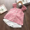 Bébé filles vêtements ensemble 2021 été Flare manches enfants vêtements blanc T-shirt et Shorts pour fille enfants vêtements 2 5 6 ans Y0705