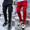 Godliku Spring e Outono Masculino Estiramento Multi-bolso Reflexivo Sports Straight Fitness Casual Calça