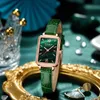 Curren klockor för kvinnor lyx märke rektangulär kvarts armbandsur med läder elegant ljus handleds charl klockan Q0524