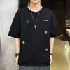 Browon New Fashion Emboidere Koszulki Mężczyźni 2021 Casual Half Sleeved Lato Miękkie Luźne Czyste Bawełna Topy Oversized T Shirt dla mężczyzn H1218