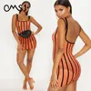 OMSJ Women's See Through Dress Mini Beach Party Night Club es Sexy Neon Orange Bodycon Summer Streetwear 210517