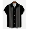 メンズカジュアルシャツ50年代シャツ垂直ストライプ男性用垂直ストライクボタンアップ半スリーブブラウスプラスサイズS-6XLメンズボウリングドレス