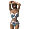 Kvinnors badkläder bikini 2021 Baddräkt Kvinnor Falbala High Waisted Set Push-up Bad Biquini Sommar Tankini