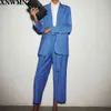 ZA Kadınlar Moda Katı Renk Rahat Iş Blazer Ofis Bayan Tek Düğme Cep Blazer Chic Eğlence Dış Giyim Coat takımları 210510