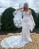 Boho Gelin Gelinlik 2021 Mermaid Fransız Dantel Vestidos De Novia Ayrılabilir Kollu Tasarımcı Robe-de Soirée-de Mariage Derin V Boyun Açık Geri Sipariş-Made