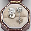 Iogou Classic 925 STERLING Gümüş Saplama Küpe Küpe 0 5Ct 1 0Ctcolor Mossanit Diamond Gems Düğün Takı244A8837611