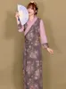 Kinesisk klassisk kväll vestido kvinnor silke klänning cheongsam stil orientalisk kostym tibet national robe elegant fest klänning