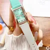 Modeklockor Women Lady Girl Rectangle Color Matching Style Leather Strap Wrist Watch TC01187I