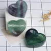 Polerowany Naturalny Rainbow Fluoryt Chakra Kamień Ashtray Reiki Healing Quartz Crystal Rock Gemstone Heart Bowl do metafizyki, Medytacja, Wicca, Dekoracja lub prezent