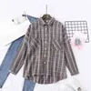 H.SA Lâche Femmes Chemises à carreaux à manches longues Spring Summer Outwear Big Pocket Blouses Casual Dames Streetwear Tops 210417