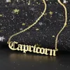 18K Gold Plated Stainless Steel Letter Zodiac Astrology Horoscope Pendant Necklace for Gift