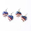 Lady's Simple Heart-Shaped Pendant American Flag Glänsande Pave Crystal Enamel Golden Drop Earring Fine Smycken X0709 x0710