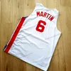 Nikivip Özel Retro Kenyon Martin #6 Kolej New Jersey Basketbol Formaları Erkekler Dikişli Beyaz Mavi Kırmızı Herhangi bir İsim Numarası S-4XL Yelek