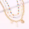 Chains Pieces Of Fashionable Women's Necklaces Bohemian Shell Letter Necklace Beach Accessories Retro Pendant