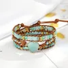 Coração Amazonite Pulseira de Pedra Natural Envoltório de Pedra Pulseiras Pedras Gemstones Cura Equilíbrio Meditação Jóias Espirituais para Mulheres Tênis