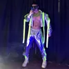 Stage Wear Nightclub Costume Pour Hommes Future Technology Sense Costume En Cuir Verni Gogo Dancewear Party Festival Rave Outfit VDB4033258h