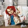 est Film horror Child of Play Personaggio Chucky Coperta Gotico Sherpa in pile Indossabile Copriletto Biancheria da letto in microfibra 001 2111013706304