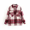 Casual Woman 6 Färg Plaid Shirt Coat Fashion Ladies Höstens överdimensionerade Ytterkläder Kvinnor Slå ner Krage Jackor 210515