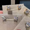 18K Rose Gold Plated Total 2 ct Diamond Test Past D Color Moissanite Cow Head Silver 925 Original Gemstone Earrings