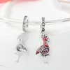 フィットPandora Charm BraceletヨーロッパシルバーチャームビーズFlamingo EnamelクリスタルペンダントDIYスネークチェーン用女性バングルネックレスジュエリー