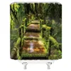 숲 자연 풍경 샤워 커튼 고품질 방수 샤워 커튼 트리 프리 욕실 커튼 폴리 에스터 패브릭 210609